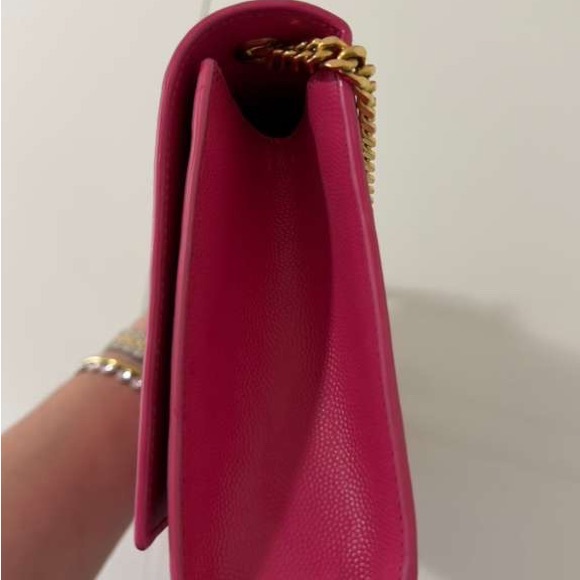 Saint Laurent Fuchsia Clutch with Gold Accents - Picture 2 of 5